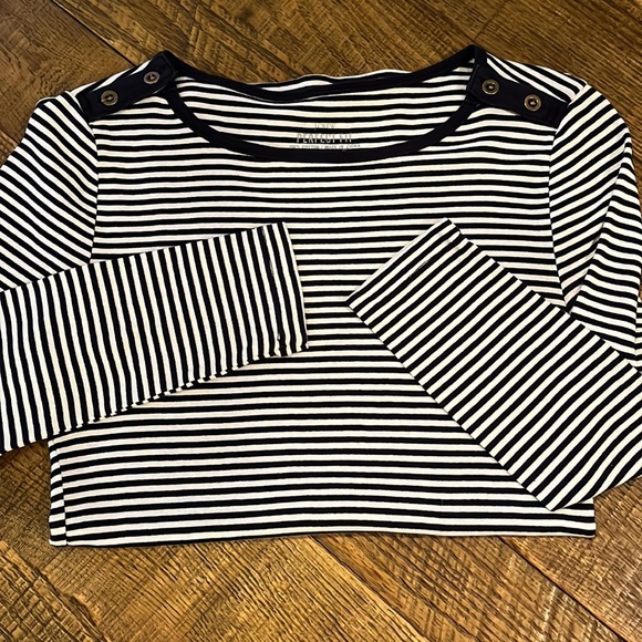 Navy and White striped 3/4 shirt - Picture 1 of 4